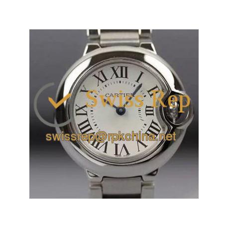 Replica Cartier Ballon Bleu Ladies 28MM White Dial Swiss Ronda Quartz