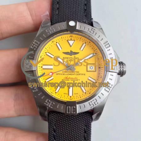 Replica Breitling Avenger II Seawolf A1733110/I519/106W/A20BASA.1 GF Stainless Steel Yellow Dial Swiss 2836-2