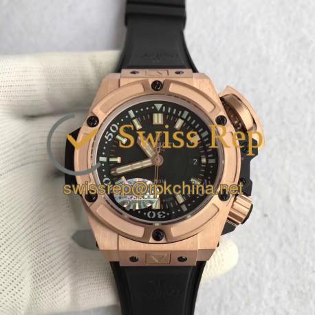 Replica Hublot Big Bang King Power Musee Oceanographique Monaco 731.OX.1170.RX HBB V6 Rose Gold Black Dial Swiss 7750