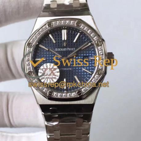 Replica Audemars Piguet Royal Oak 15400 ZX Stainless Steel & Diamonds Blue Dial Swiss 3120