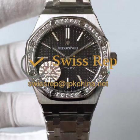 Replica Audemars Piguet Royal Oak 15400 ZX Stainless Steel & Diamonds Black Dial Swiss 3120