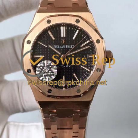 Replica Audemars Piguet Royal Oak 15400 ZX Rose Gold Black Dial Swiss 3120