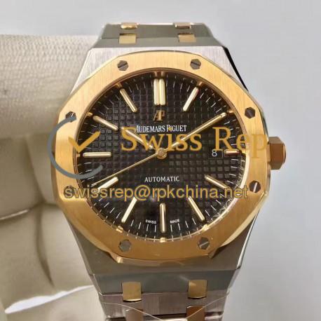 Replica Audemars Piguet Royal Oak 15400 JF Stainless Steel & Yellow Gold Black Dial Swiss 3120