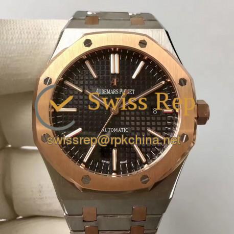 Replica Audemars Piguet Royal Oak 15400 JF Stainless Steel & Rose Gold Black Dial Swiss 3120