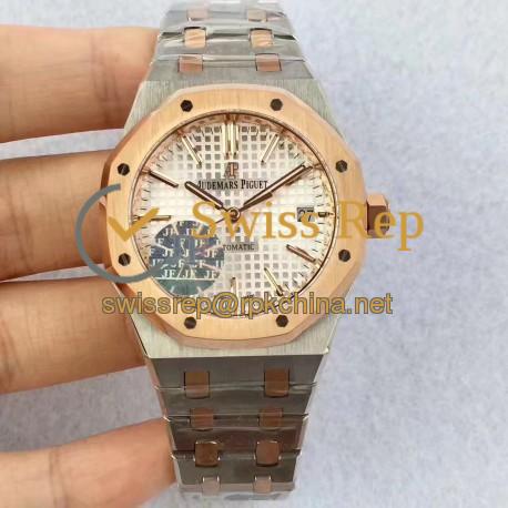 Replica Audemars Piguet Royal Oak 15450 JF Stainless Steel & Rose Gold Silver Dial Swiss 3120