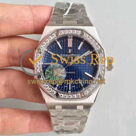 Replica Audemars Piguet Royal Oak 15450 JF Stainless Steel & Diamonds Blue Dial Swiss 3120