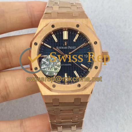 Replica Audemars Piguet Royal Oak 15450 JF Rose Gold Blue Dial Swiss 3120