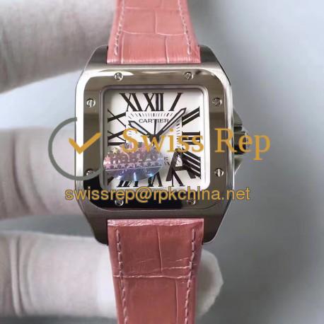 Replica Cartier Santos 100 Medium Size W20126X8 HBB V6 Stainless Steel White Dial Swiss 2824-2