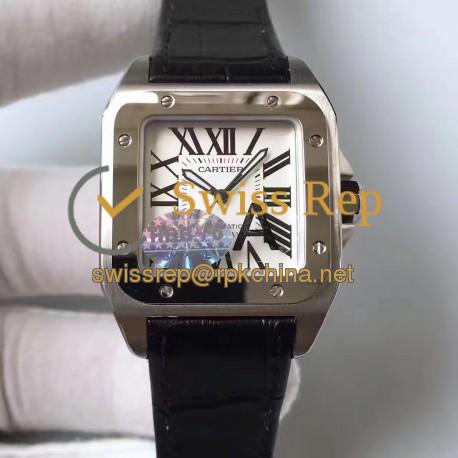 Replica Cartier Santos 100 Medium Size W20106X8 HBB V6 Stainless Steel White Dial Swiss 2824-2