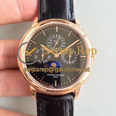 Replica Vacheron Constantin Patrimony Perpetual Calendar 43175/000R-B343 BF Rose Gold Black Dial Swiss 1120 QP