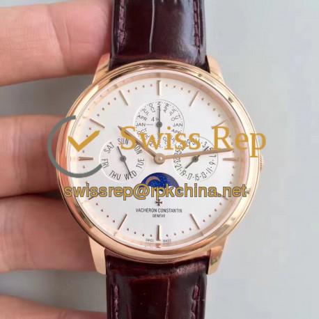 Replica Vacheron Constantin Patrimony Perpetual Calendar 43175/000R-9687 BF Rose Gold White Dial Swiss 1120 QP