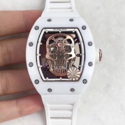 RM052 KVF White Ceramic Gold Skull Dial M6T51