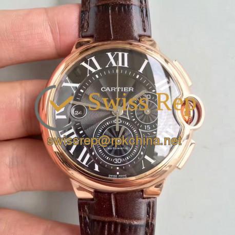 Replica Cartier Ballon Bleu Chronograph W6920074 V5 Rose Gold Black Dial Swiss 8101 MC