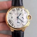 Replica Cartier Ballon Bleu Chronograph W6920007 V5 Yellow Gold Silver Dial Swiss 8101 MC