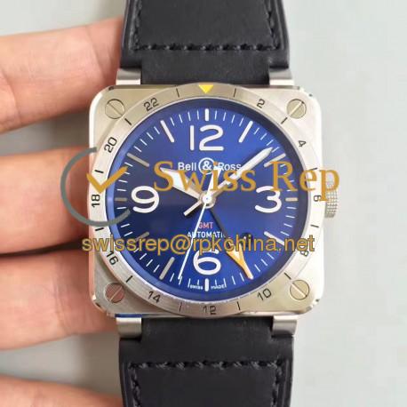 Replica Bell & Ross BR 03-93 GMT ZF Stainless Steel Blue Dial M9015