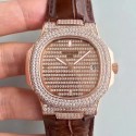 Replica Patek Philippe Nautilus Jumbo 5719/1G-001 DM Rose Gold & Diamonds Diamond Dial Swiss 324SC