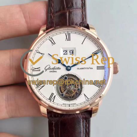 Replica Glashutte Original Senator Excellence Tourbillon 1-94-03-04-04-04 N Rose Gold White Dial Swiss 94-03