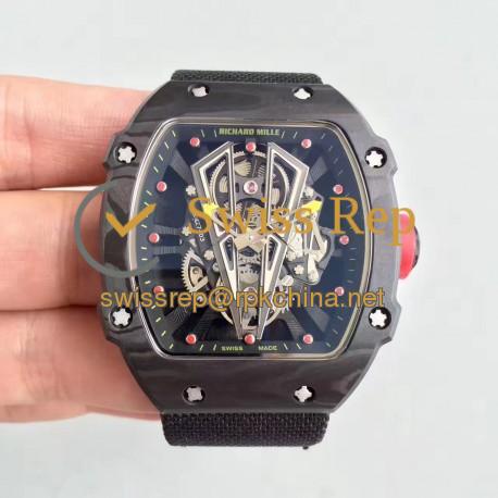 Replica Richard Mille RM27-03 Rafael Nadal KL Forged Carbon Black Skeleton Dial M9015