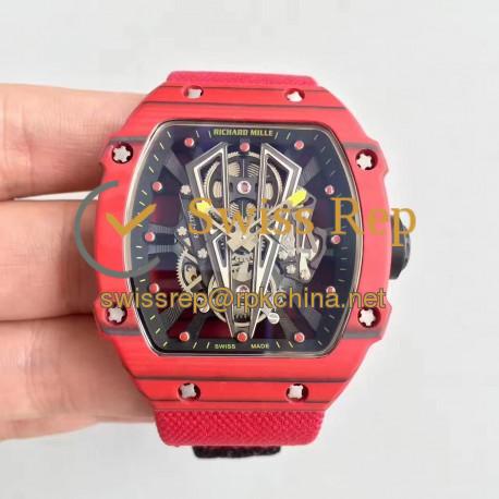 Replica Richard Mille RM27-03 Rafael Nadal KL Red Forged Carbon Black Skeleton Dial M9015