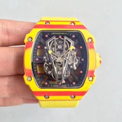 RM27-03 Rafael Nadal KLF Yellow & Red Forged Carbon Black Skeleton Dial M9015