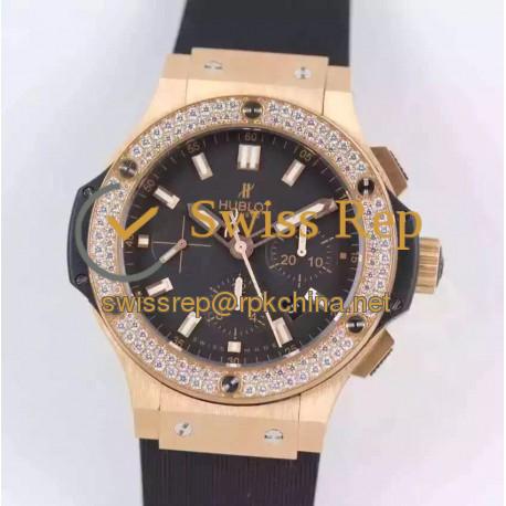 Replica Hublot Big Bang Chronograph 301.PX.1180.RX.1104 HBB V6 Rose Gold & Diamonds Black Dial Swiss HUB4100