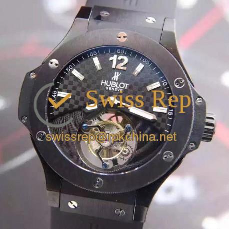 Replica Hublot Big Bang Tourbillon Solo Bang Ceramic 305.CM.134.RX JF Ceramic Carbon Fiber Dial Swiss Tourbillon