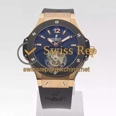 Replica Hublot Big Bang Tourbillon Solo Bang 305.PM.131.RX N Rose Gold Carbon Fiber Dial Swiss Tourbillon