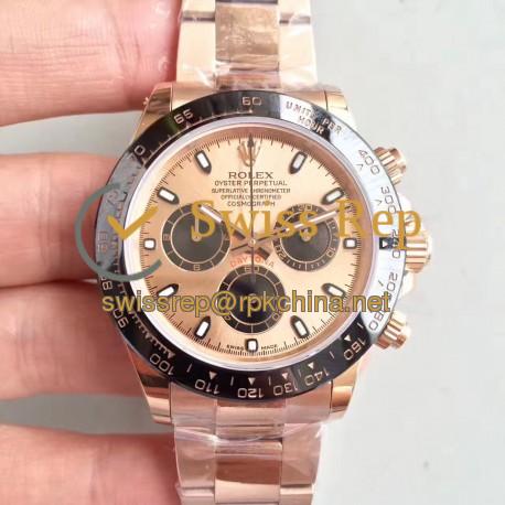 Replica Rolex Daytona Cosmograph 116515LN JH Rose Gold Champagne Dial Swiss 4130 Run 6@SEC