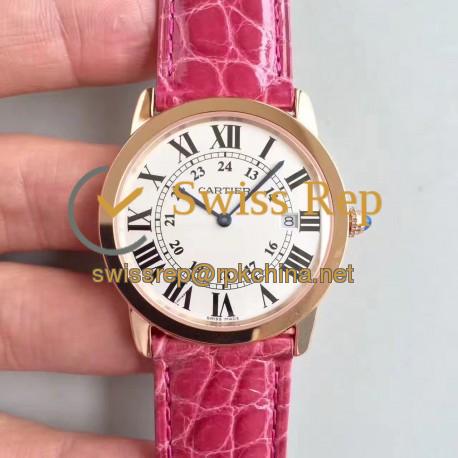 Replica Ronde Solo De Cartier Ladies W6701008 36MM K11 Rose Gold White Dial Swiss Quartz