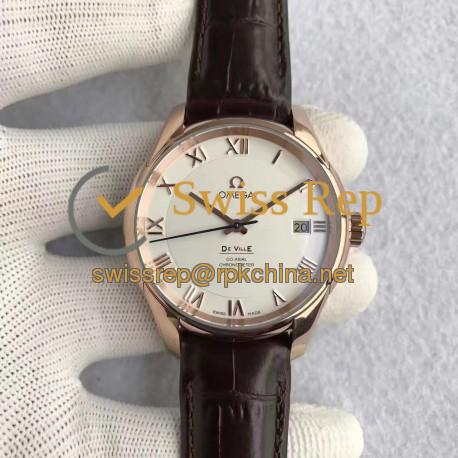 Replica Omega De Ville Co-Axial 41MM 431.53.41.21.02.001 XF Rose Gold White Dial Swiss 8501