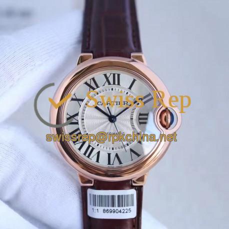 Replica Ballon Bleu De Cartier Ladies 36MM W6900456 V9 Rose Gold Silver Dial Swiss 2688-2