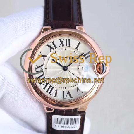 Replica Ballon Bleu De Cartier 42MM WGBB0017 V9 Rose Gold Silver Dial Swiss 2688-2