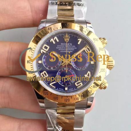 Replica Rolex Daytona Cosmograph 116503 JH Yellow Gold & Stainless Steel Blue Dial Swiss 4130 Run 6@SEC