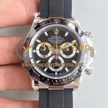 Replica Rolex Daytona Cosmograph 116519LN JH Stainless Steel Black Dial Swiss 4130 Run 6@SEC