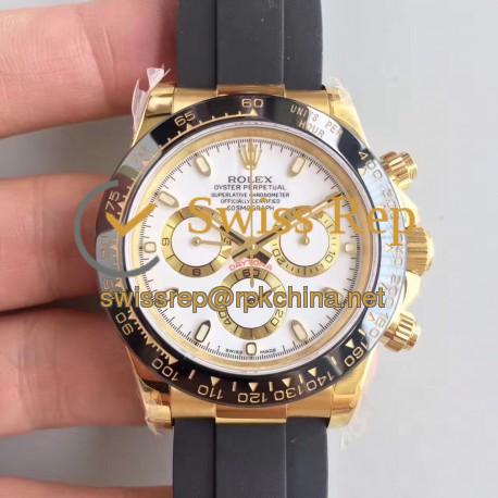 Replica Rolex Daytona Cosmograph 116518LN JH Yellow Gold White Dial Swiss 4130 Run 6@SEC