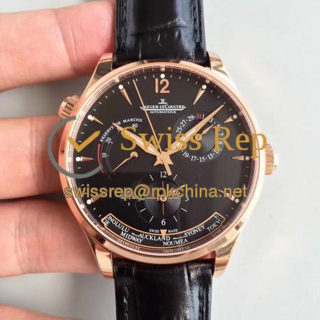 Replica Jaeger-LeCoultre Master Geographic Gold 1422521 BF Rose Gold Black Dial Swiss Caliber 939A/1