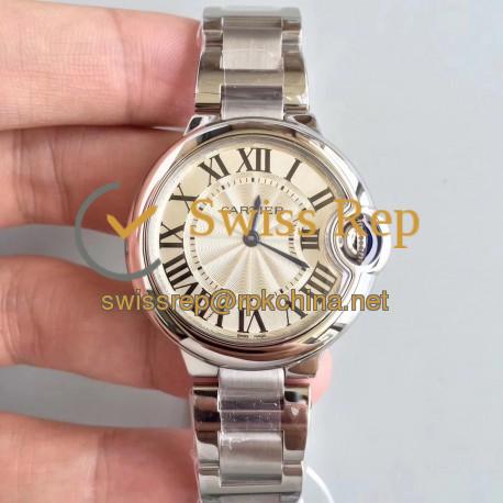 Replica Ballon Bleu De Cartier W6920084 33MM V6 Stainless Steel Silver Dial Swiss Quartz