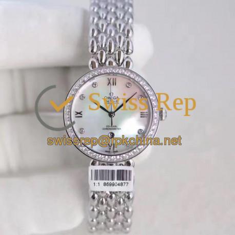 Replica Omega De Ville Dewdrop 424.55.33.20.55.007 XF StainlessSteel & Diamonds Mother Of Pearl Dial Swiss 8520