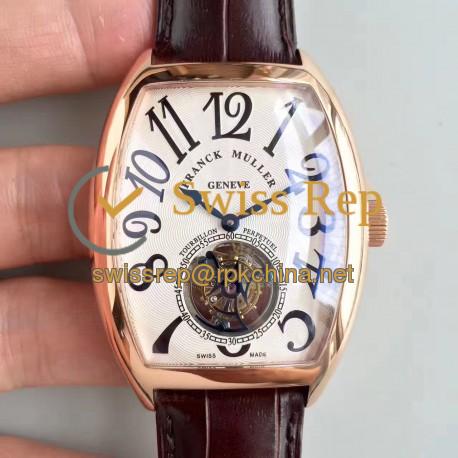 Replica Franck Muller Cintree Curvex Imperial Tourbillon 8880 T LH Rose Gold White Dial Swiss Tourbillon