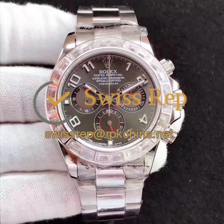 Replica Rolex Daytona Cosmograph 116599 JF Stainless Steel & Diamonds Anthracite Dial Swiss 7750 Run 6@SEC