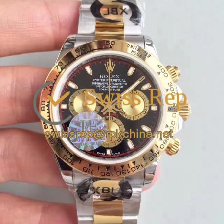 Replica Rolex Daytona Cosmograph 116503 JF Stainless Steel & Yellow Gold Black & Champagne Dial Swiss 7750 Run 6@SEC