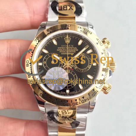 Replica Rolex Daytona Cosmograph 116503 JF Stainless Steel & Yellow Gold Black Dial Swiss 7750 Run 6@SEC