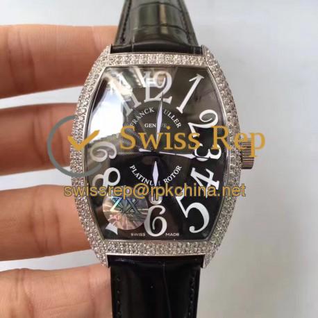 Replica Franck Muller 7880 SC DT Platinum Rotor ZX Stainless Steel & Diamonds Black Dial Swiss 2824-2