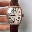 Replica Franck Muller 8880 SC DT Platinum Rotor ZX Rose Gold & Diamonds White Dial Swiss 2824-2