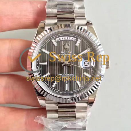 Replica Rolex Day-Date 40 228239 N Stainless Steel Anthracite Dial Swiss 3255