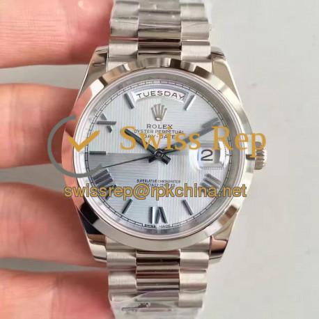 Replica Rolex Day-Date 40 228206 40MM N Stainless Steel Ice Blue Quadrant Dial Swiss 3255