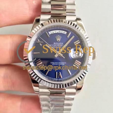 Replica Rolex Day-Date 40 228239 N Stainless Steel Blue Dial Swiss 3255