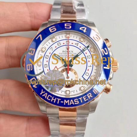 Replica Rolex Yacht-Master II 116681 JF Stainless Steel & Rose Gold White Dial Swiss 7750