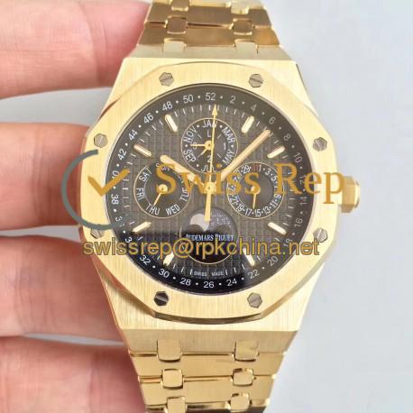 Replica Audemars Piguet Royal Oak Perpetual Calendar 41MM 26574BA.OO.1220BA.01 BF Yellow Gold Black Dial Swiss 5134