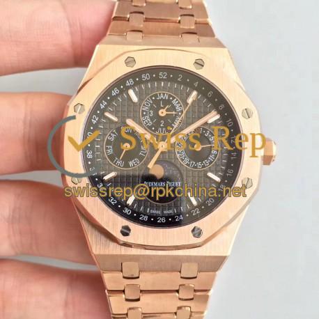 Replica Audemars Piguet Royal Oak Perpetual Calendar 41MM 26574OR.OO.1220OR.01 BF Rose Gold Black Dial Swiss 5134